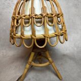 Mid-Century French Rattan and Wicker Table Lamps by Louis Sognot, 1960s,