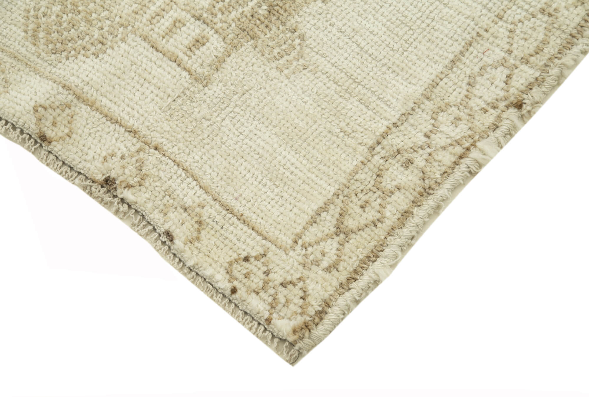Handwoven antique anatolian beige runner rug 83 cm x 348 cm