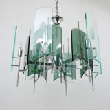 Large glass pendant lamp in Fontana Arte style, mid-century, Italy, 1960s.