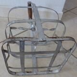 Antique metal bottle holder with wooden handle