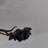 Chandelier with wrought iron and glass rose patterns