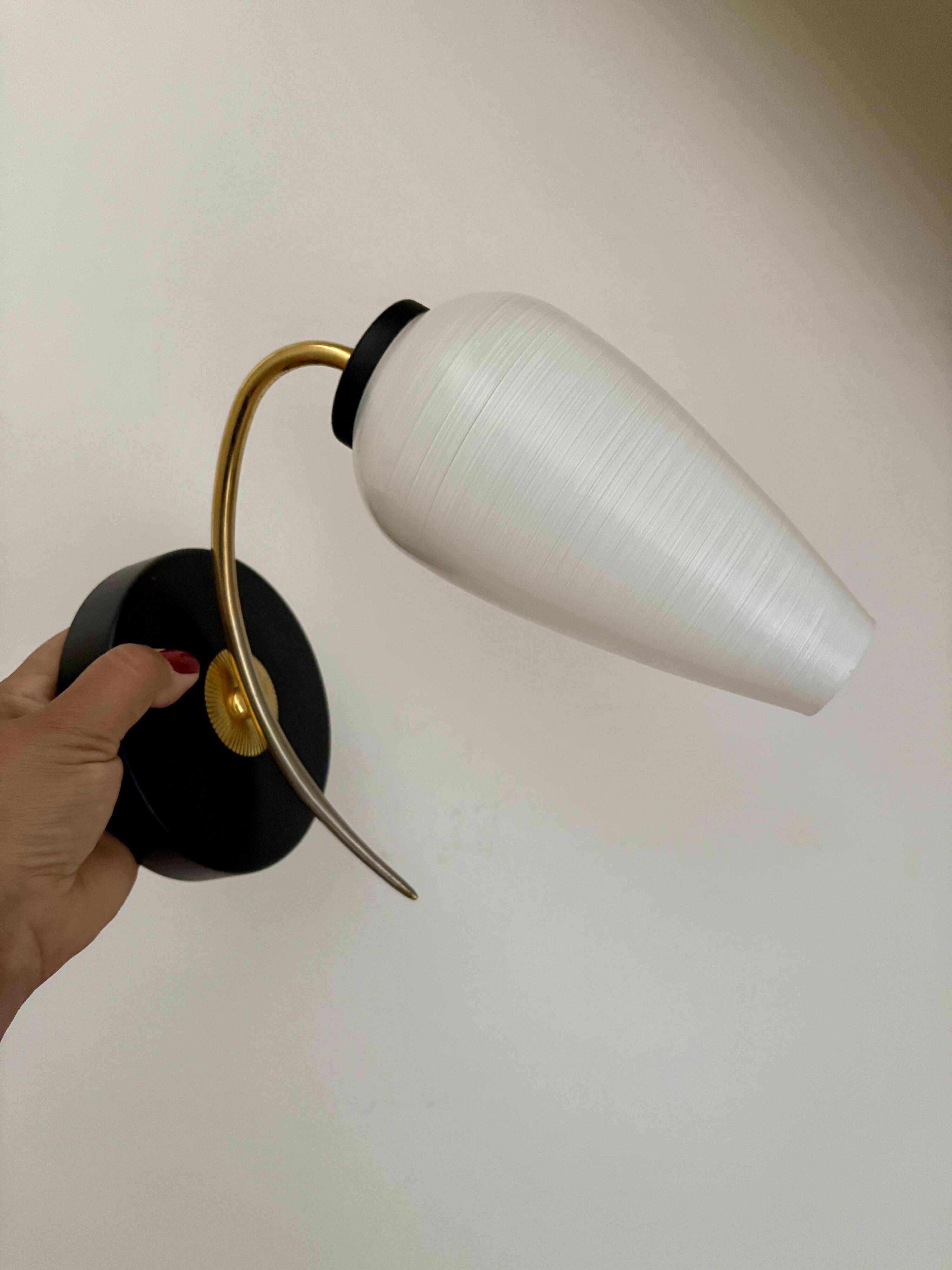 Vintage globe wall lamp in white opaline