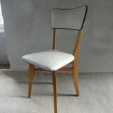 60s bistro chair, in wood and imitation leather