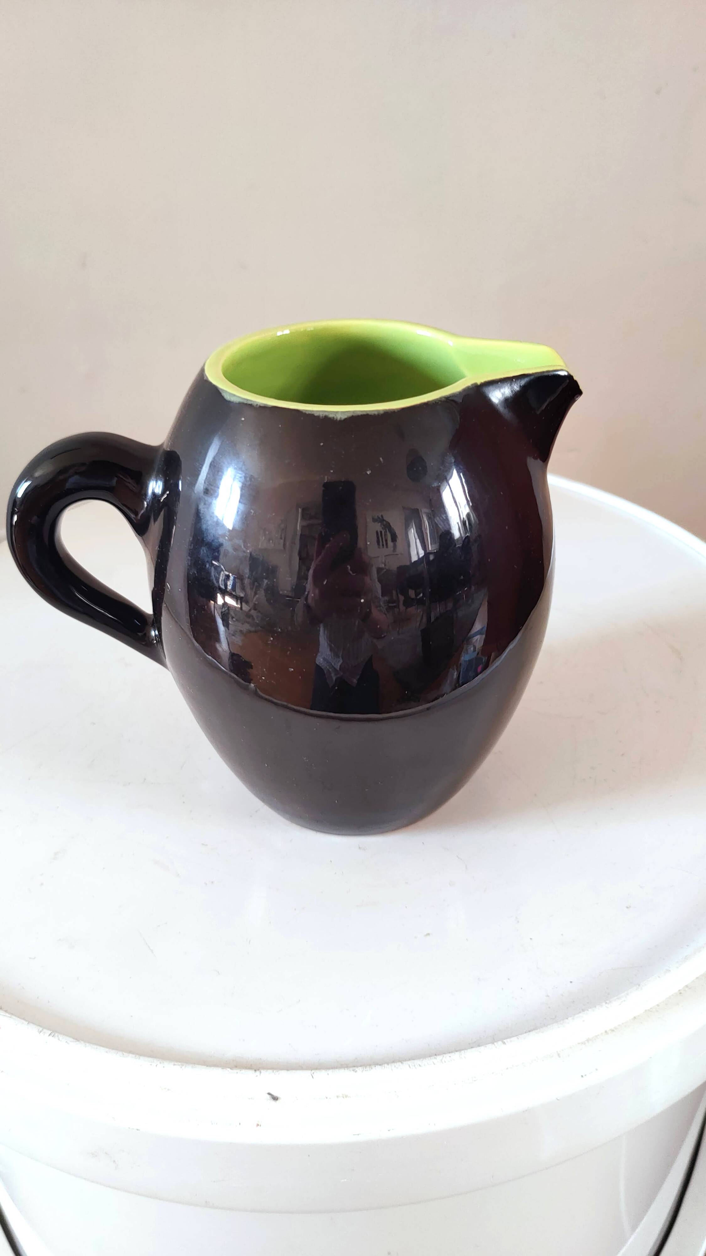 Two-tone ceramic pitcher Keramos Sèvres 1960s