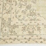 Tapis Anatolien Vintage Fait Main en Laine, Tons Vert Pâle, Beige, Ivoire