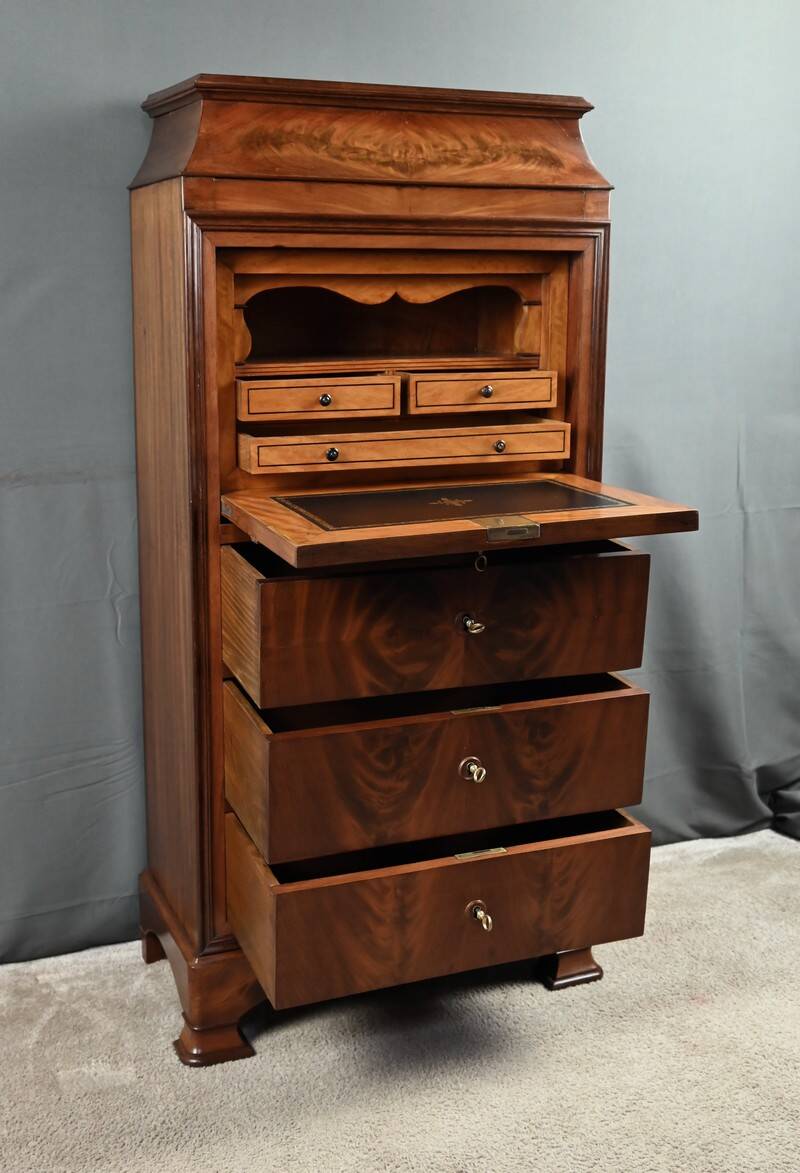 Small Secretary/Chiffonier in Mahogany Burl and Lemonwood – 1900