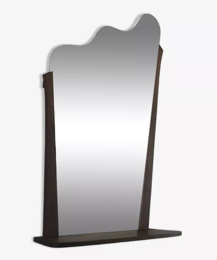 Danish teak wall mirror with shelf, 1960s