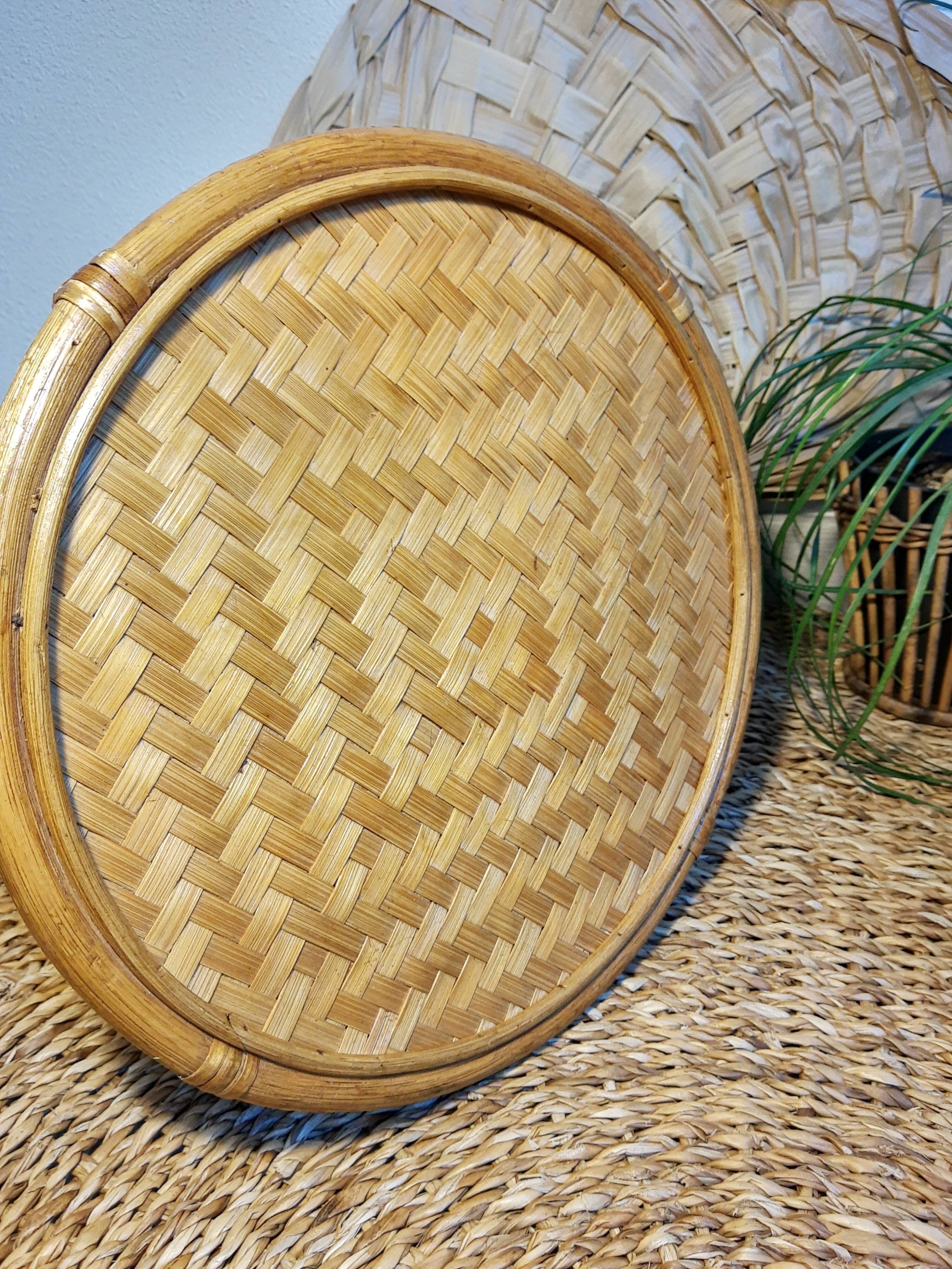 Plant holder in rattan and vintage bamboo