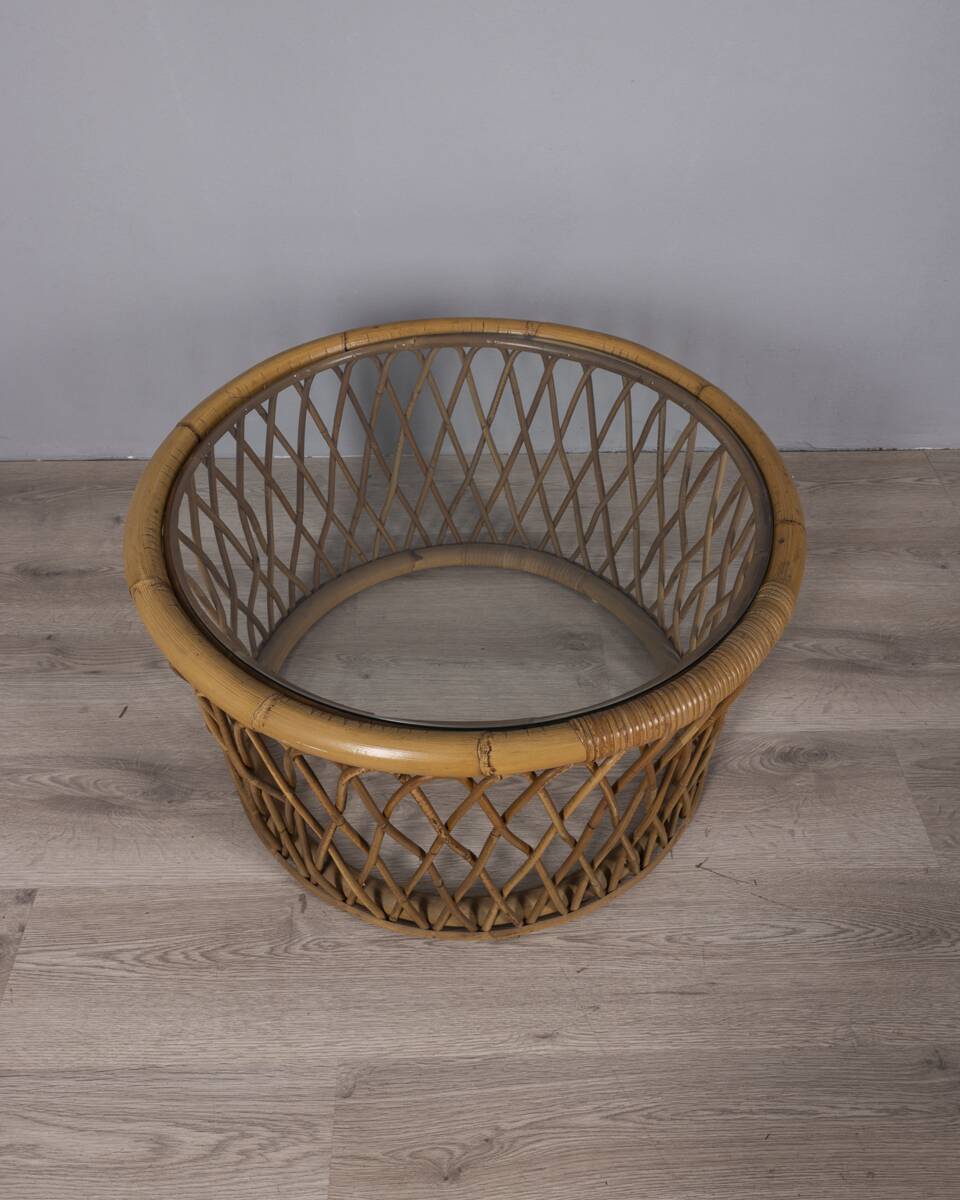 Vintage 1970s Italian design bamboo coffee table