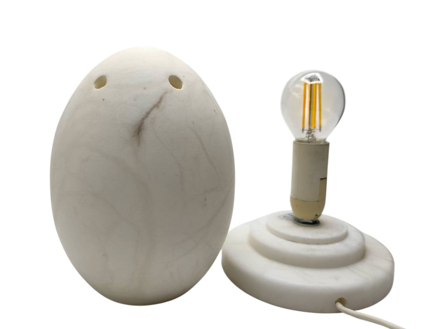 Vintage 1990 Alabaster Egg-Shaped Lamp - Soft Ambient Glow