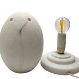 Vintage 1990 Alabaster Egg-Shaped Lamp - Soft Ambient Glow