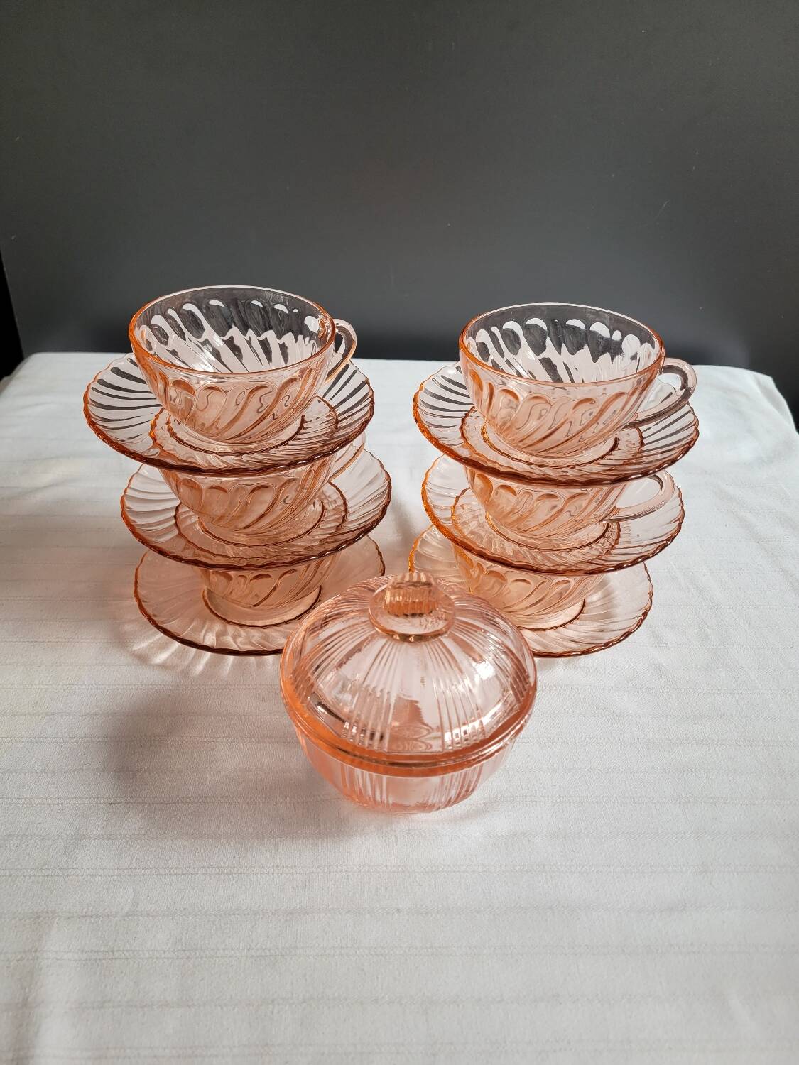 Rosaline cups and sugar bowl