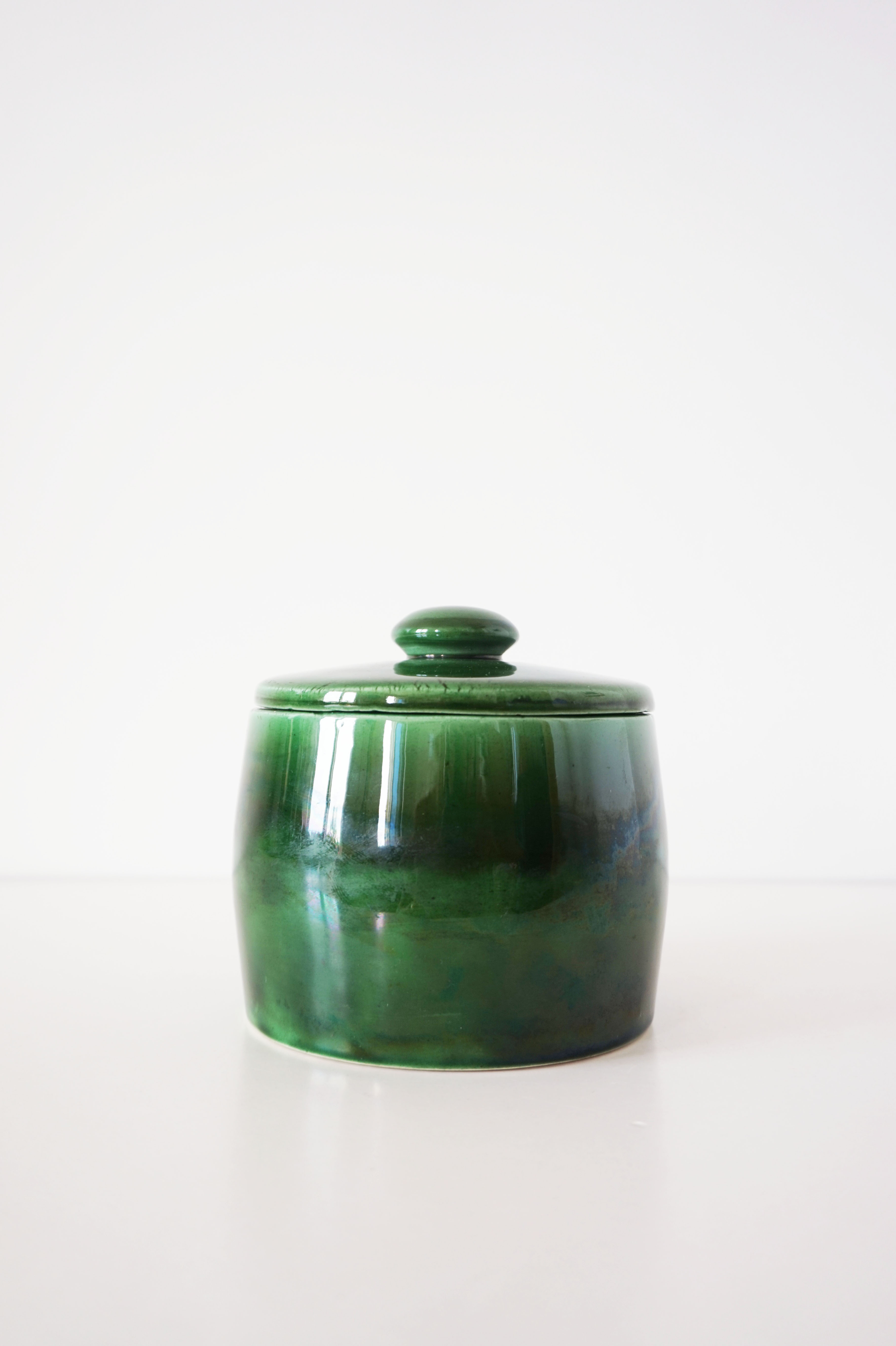 Green glazed ceramic box