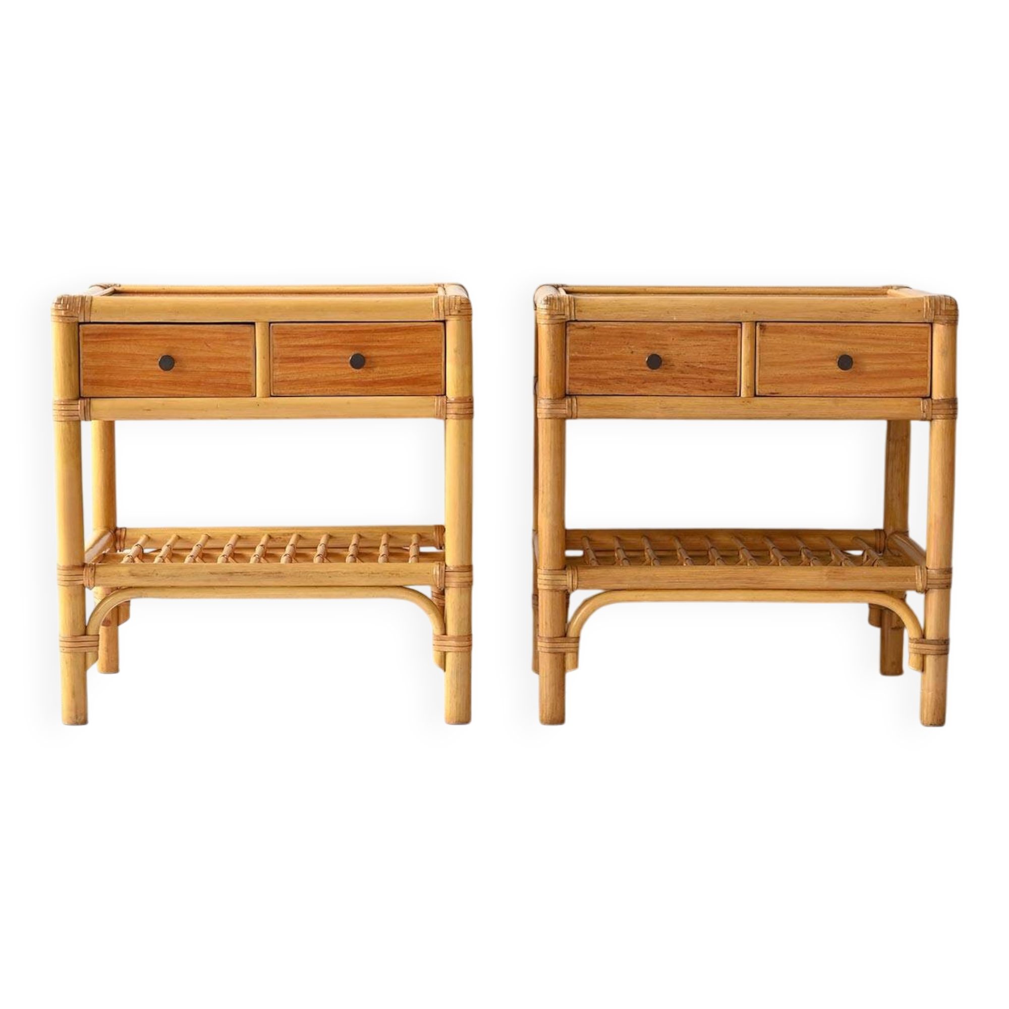 Vintage bamboo nightstands