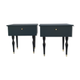Pair of bedside tables with spindle feet
