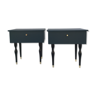 Pair of bedside tables with spindle feet
