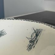 Antique ironware salad bowl, Marine model – Creil et M factory