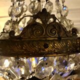 Lustre montgolfière bronze et cristal