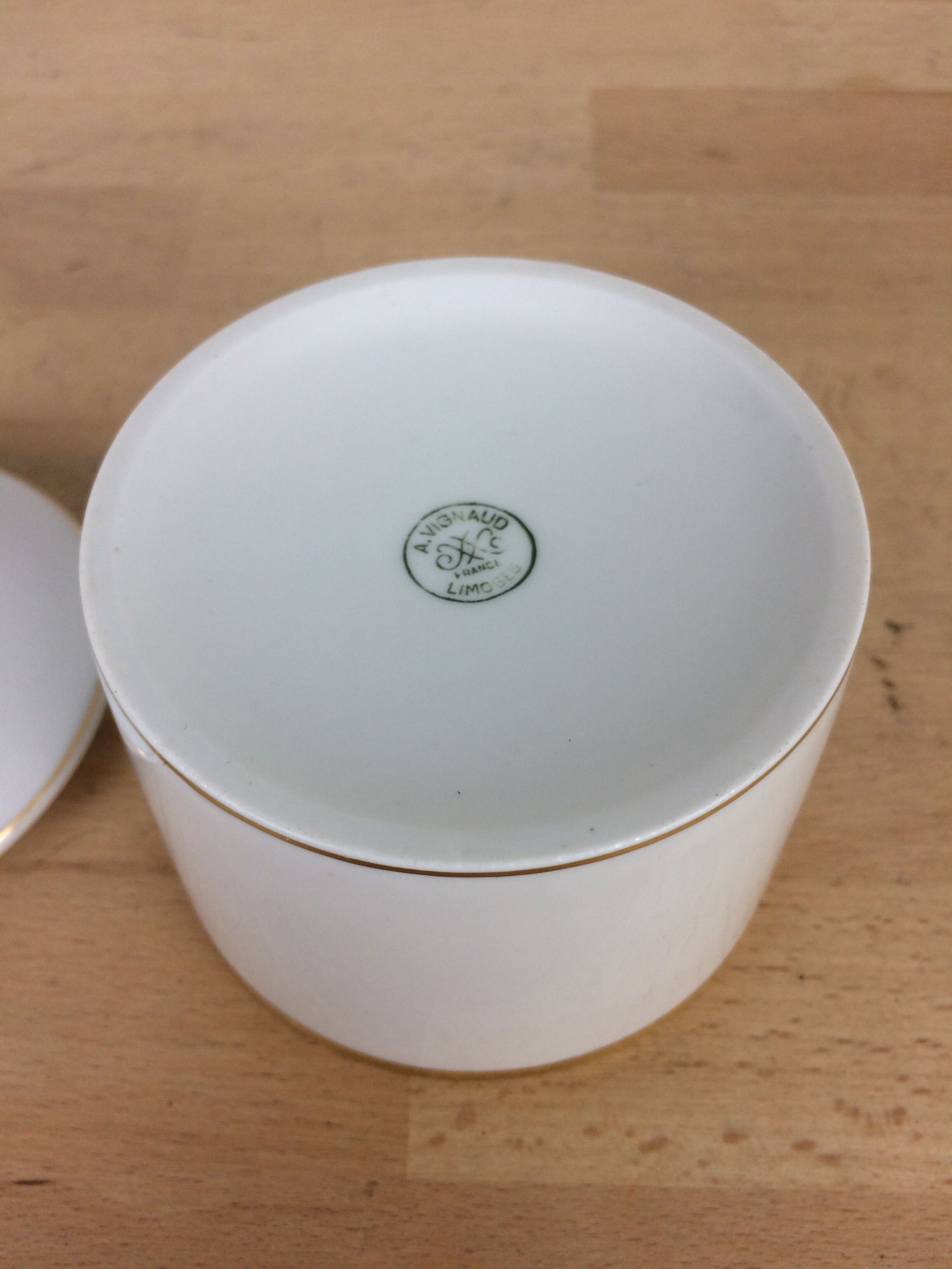 Porcelain tea set A. Vignaud Limoges and mocha spoons Christofle Alfénide