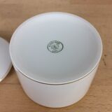 Porcelain tea set A. Vignaud Limoges and mocha spoons Christofle Alfénide