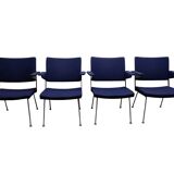 Set of 4 Gispen 1445 arm chairs, 1960s