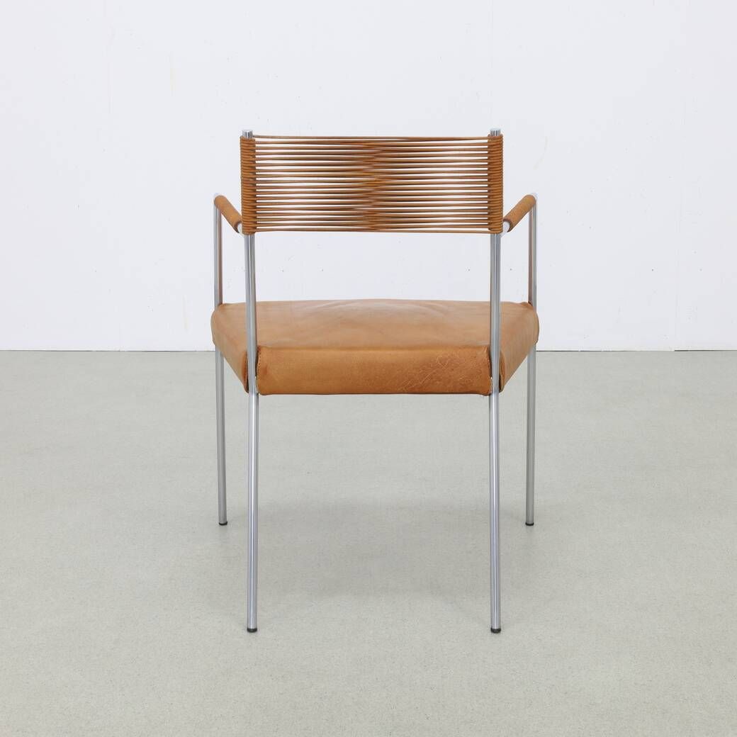 2x Arm Chair in Leather and Stainless steel by Gerard van den Berg, 1990s