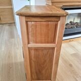 Antique English bedside table in solid wood, refurbished.