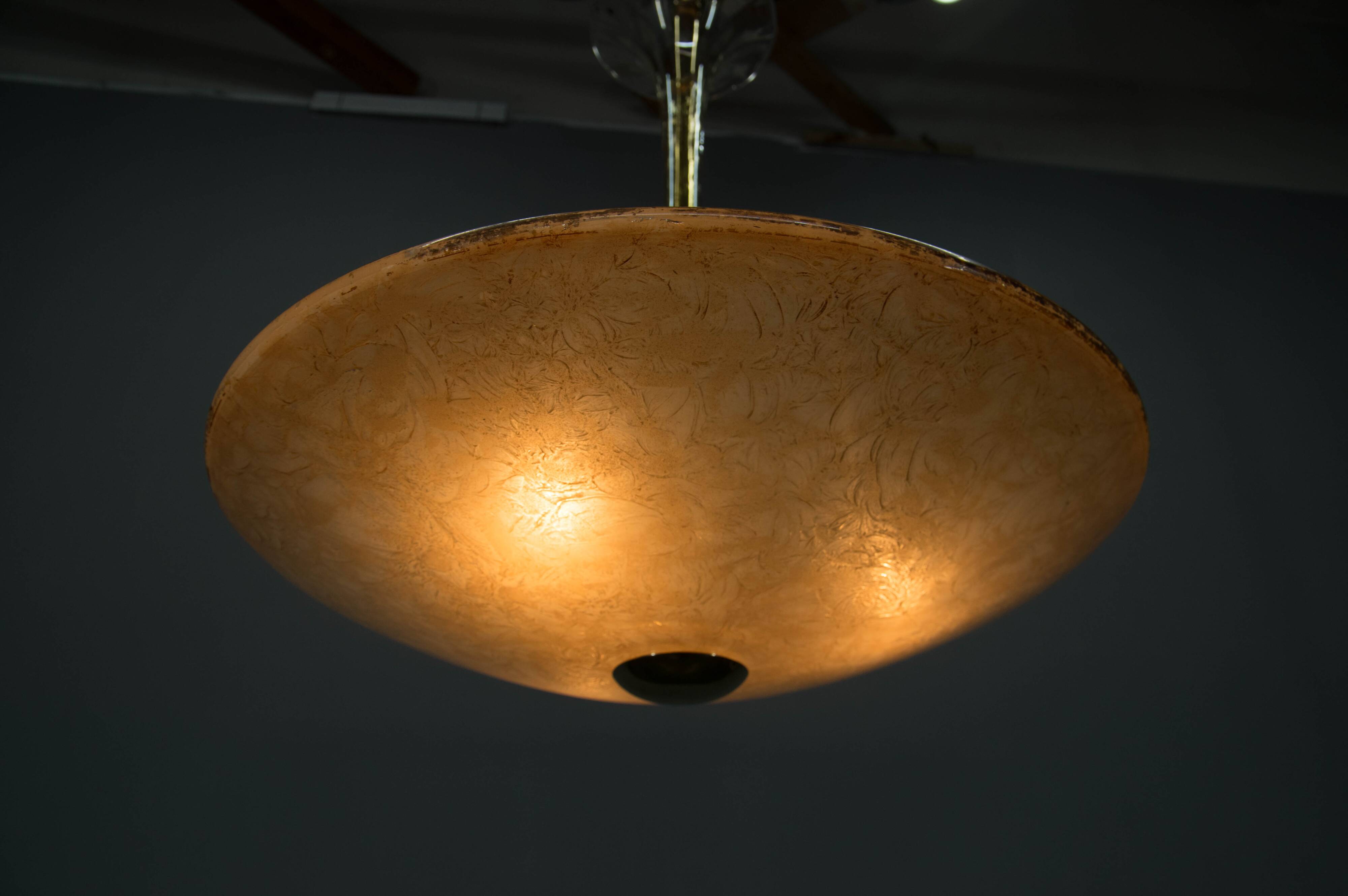 Art Deco Glass Chandelier, Kamenicky Senov, 1930s