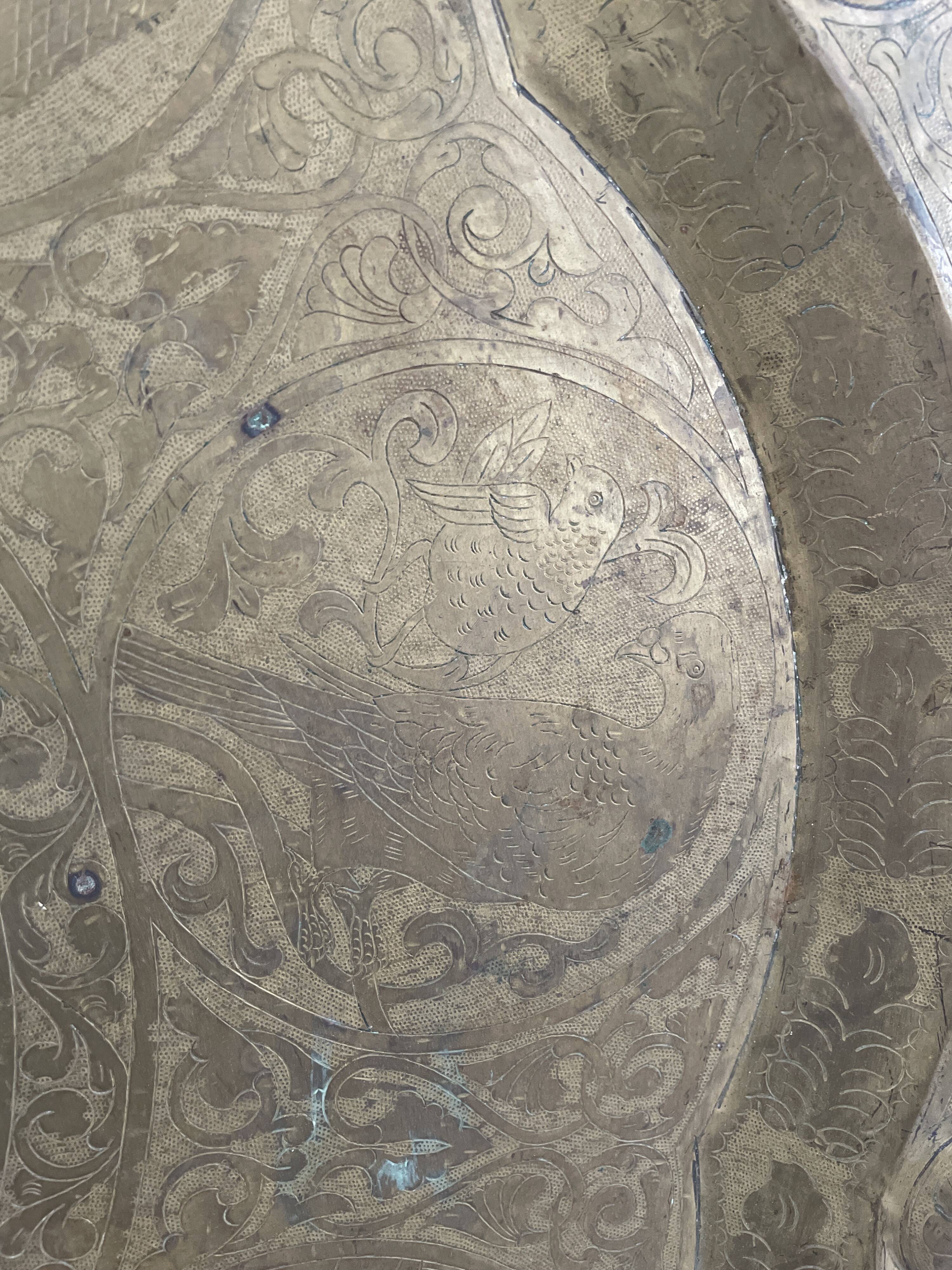 Ancient eastern brass plate engraved with Mamluk decoration – 96