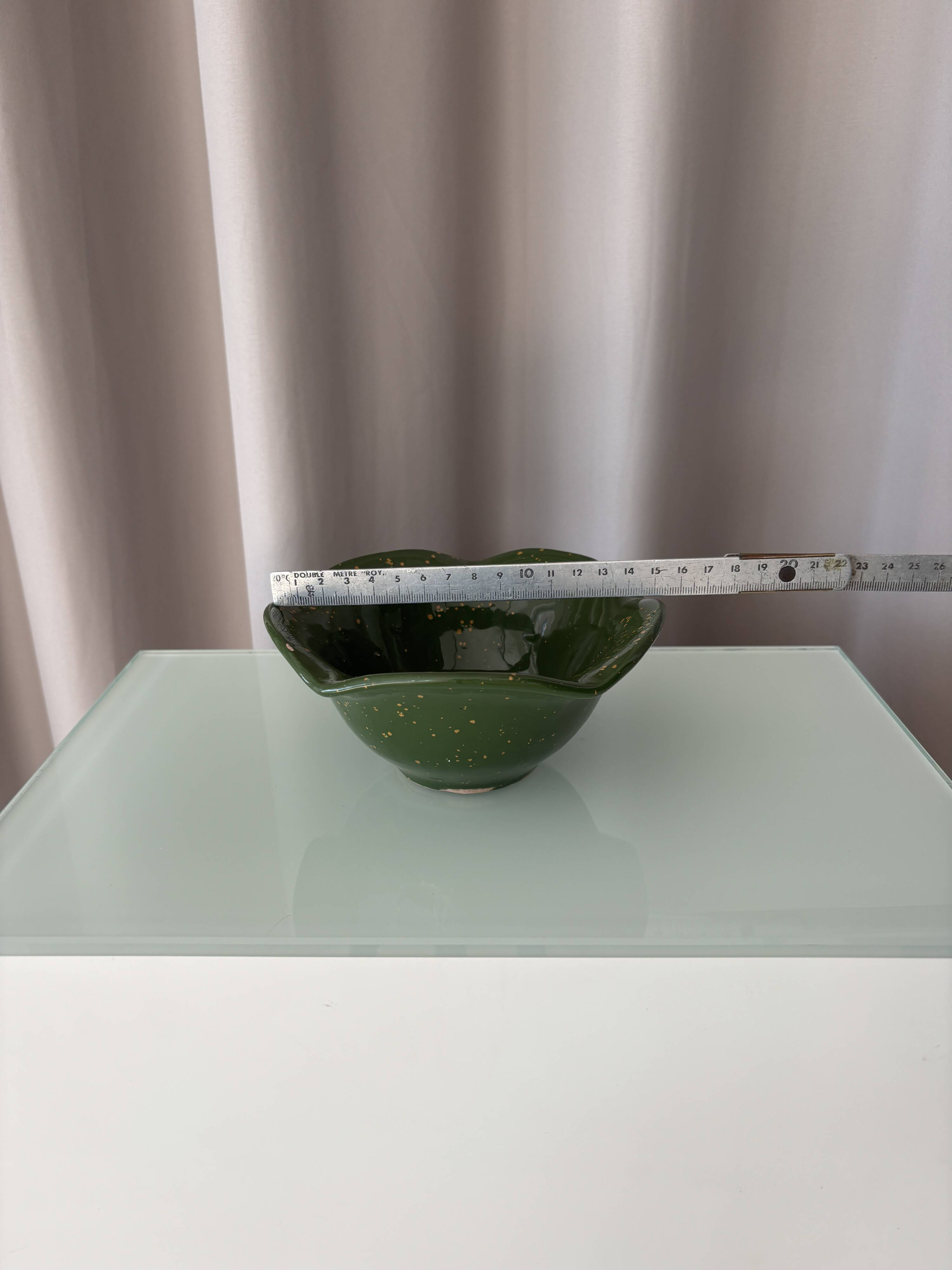 Ensemble de 4 bols en céramique vintage | Vert véritable avec glaçure jaune