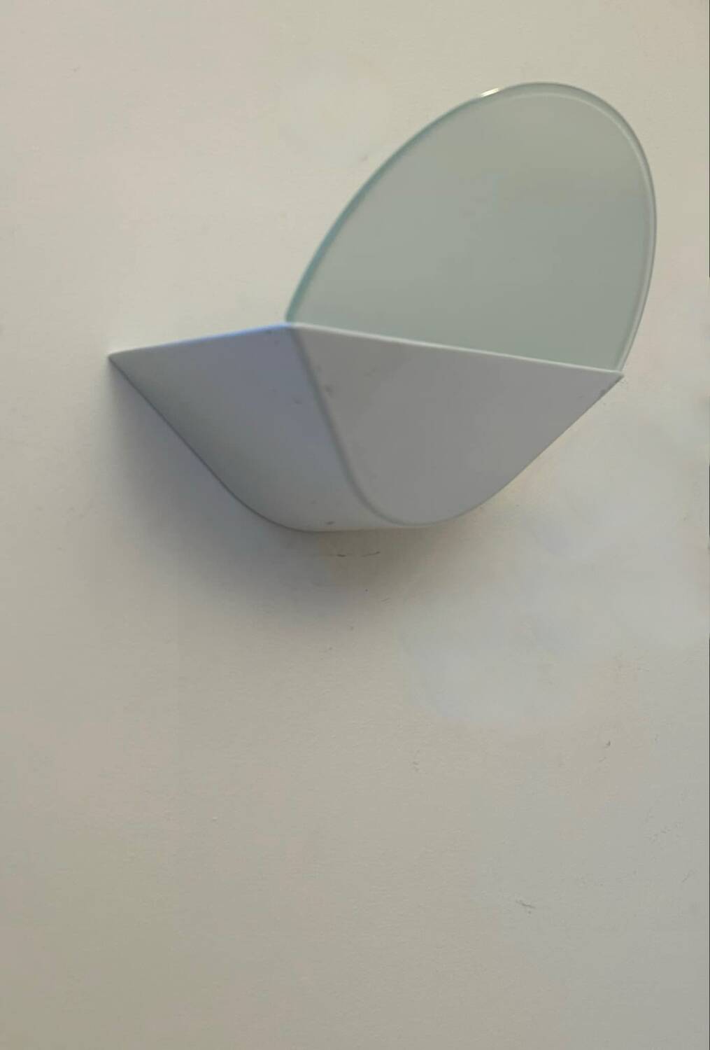 Pair of vintage wall lights, white metal and sandblasted glass, Italy 1970