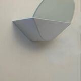 Pair of vintage wall lights, white metal and sandblasted glass, Italy 1970