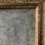 Tableau ancien signé, dessin au crayon gras sur carton