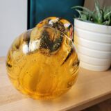Vase en verre bullé orange