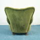 Pair 2 armchairs wood velvet green design 50s vintage modern