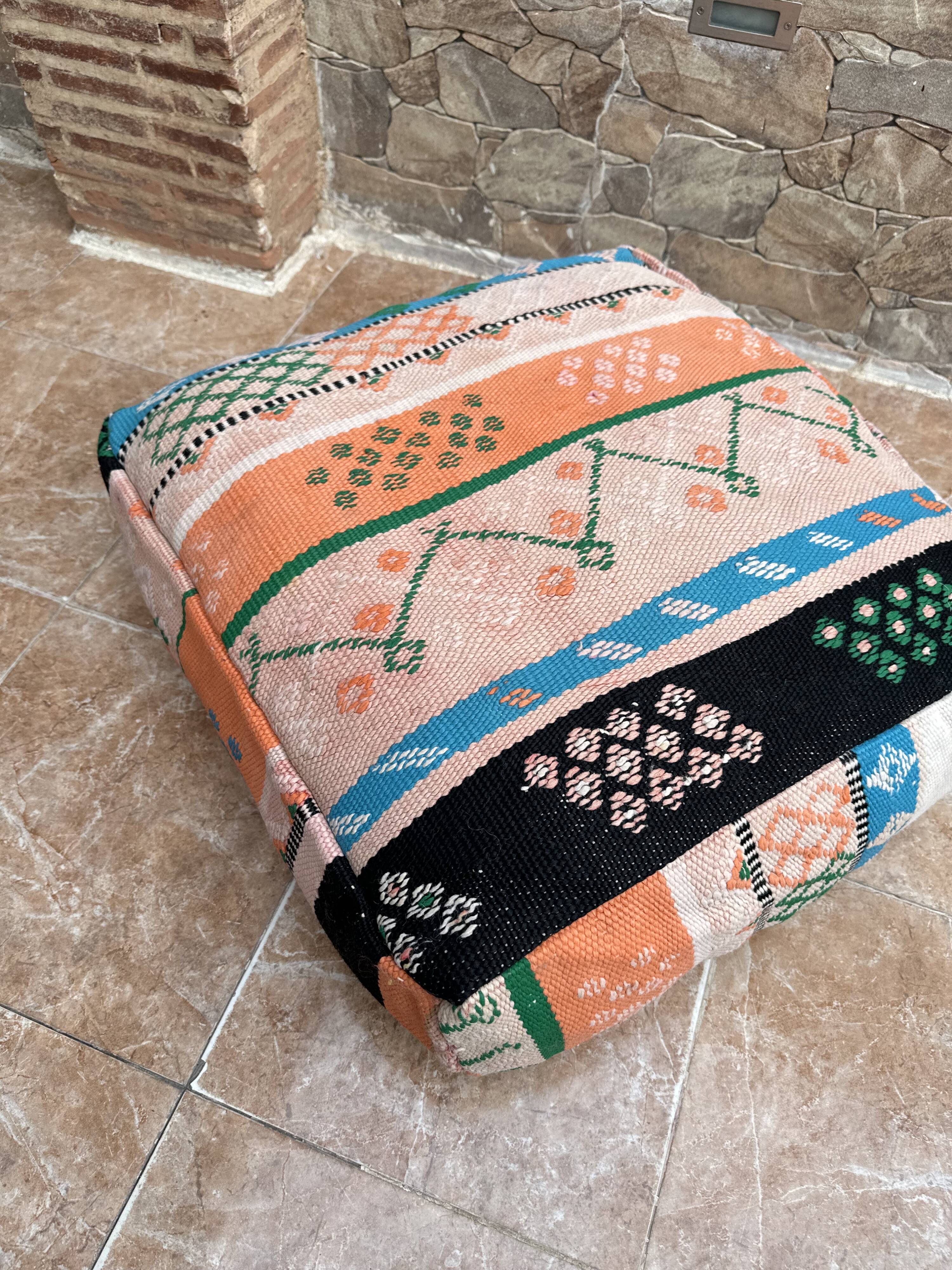 Handmade Berber Kilim pouf