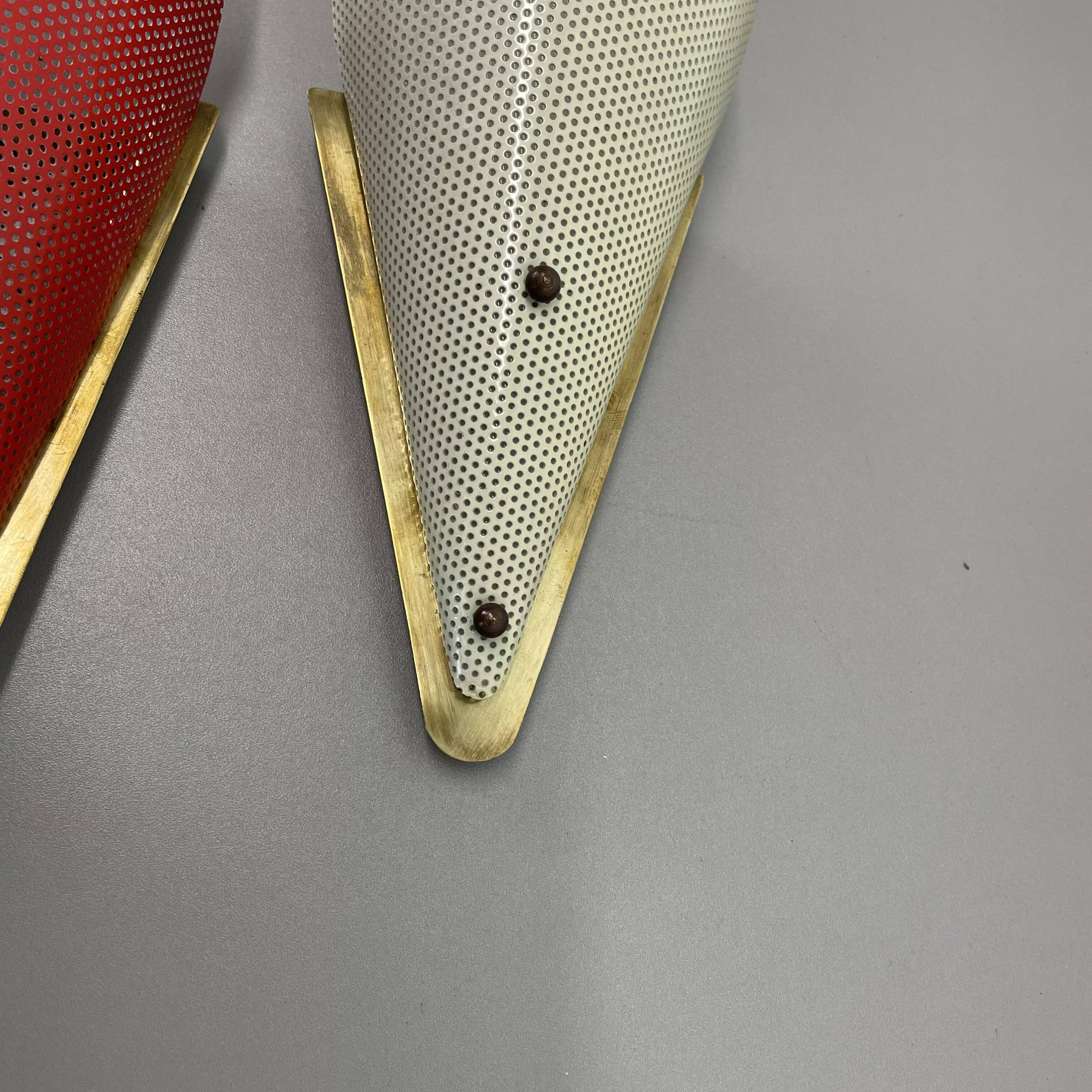 Set of two hole pattern theatre wall light sconces, france, 1950