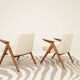 Fauteuils MID century chaise longue vintage en écru lot de 2 fauteuils