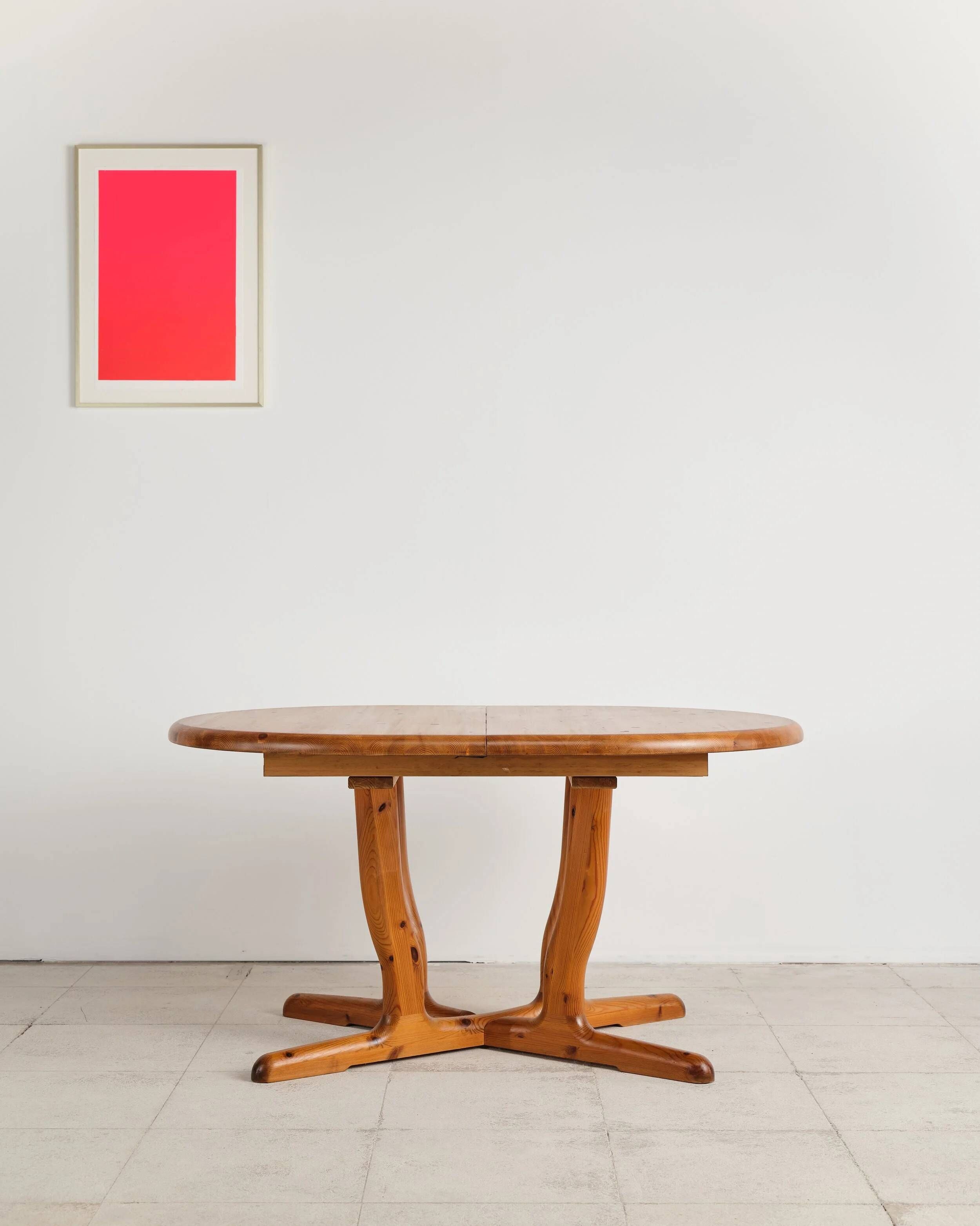 Brutalist extendable table in pine, Rainer Daumiller, Denmark, 1970s.