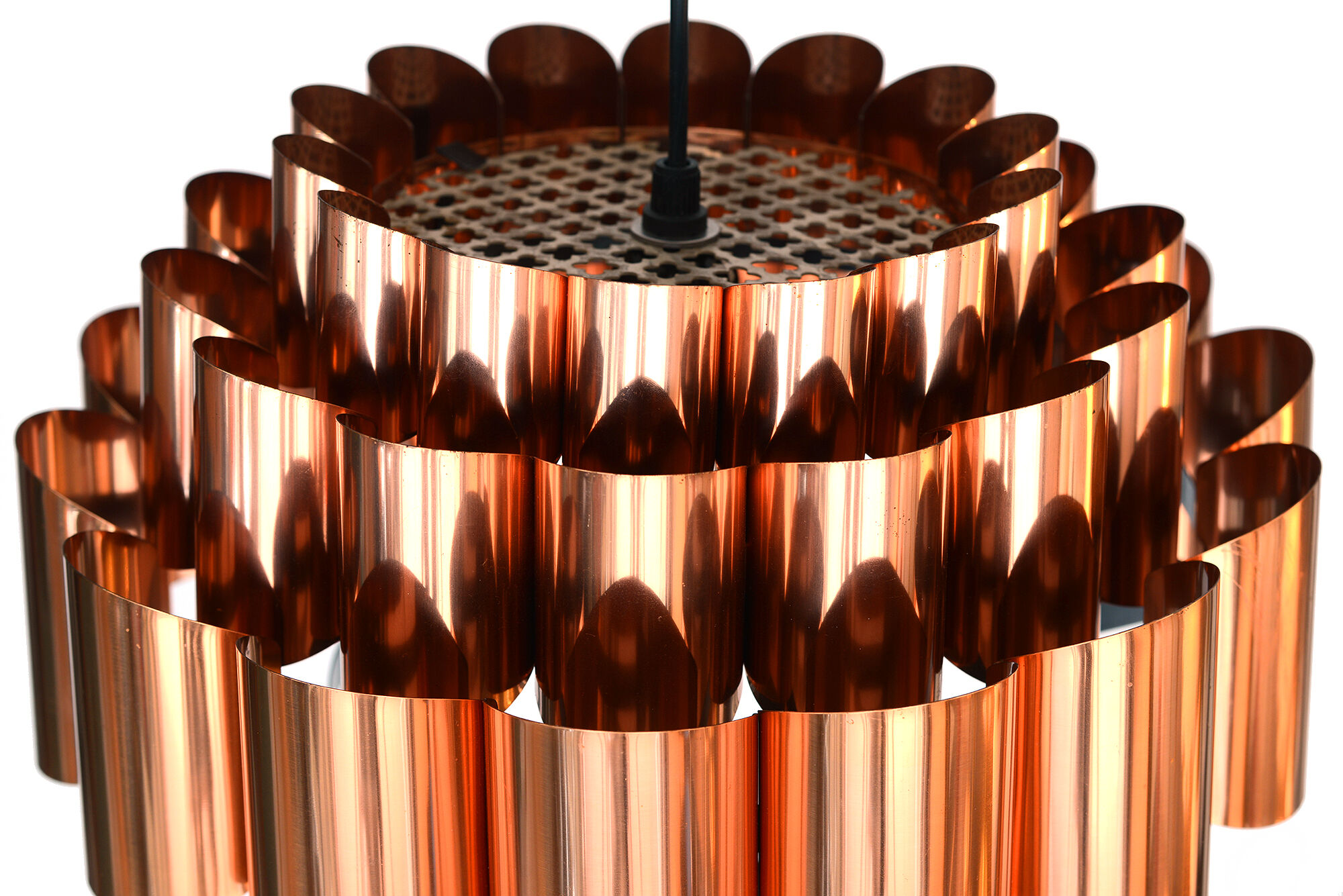 Copper pendant light by Werner Schou for Coronell Electro, Denmark 1960s