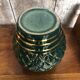 Old vallauris vase green ceramic & vintage gold decor #a798