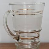 Glass carafe set with gilding and marbling, with 6 associated glasses