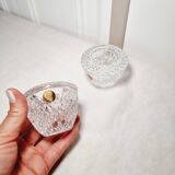 2 French cut crystal candlesticks D Arques with label