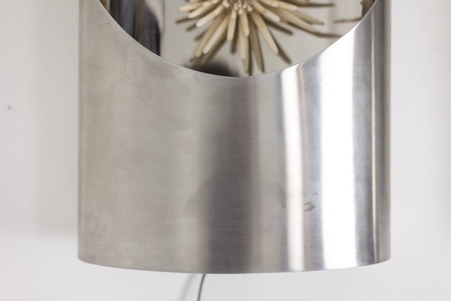 Pair of large polished metal wall sconces. 1970s