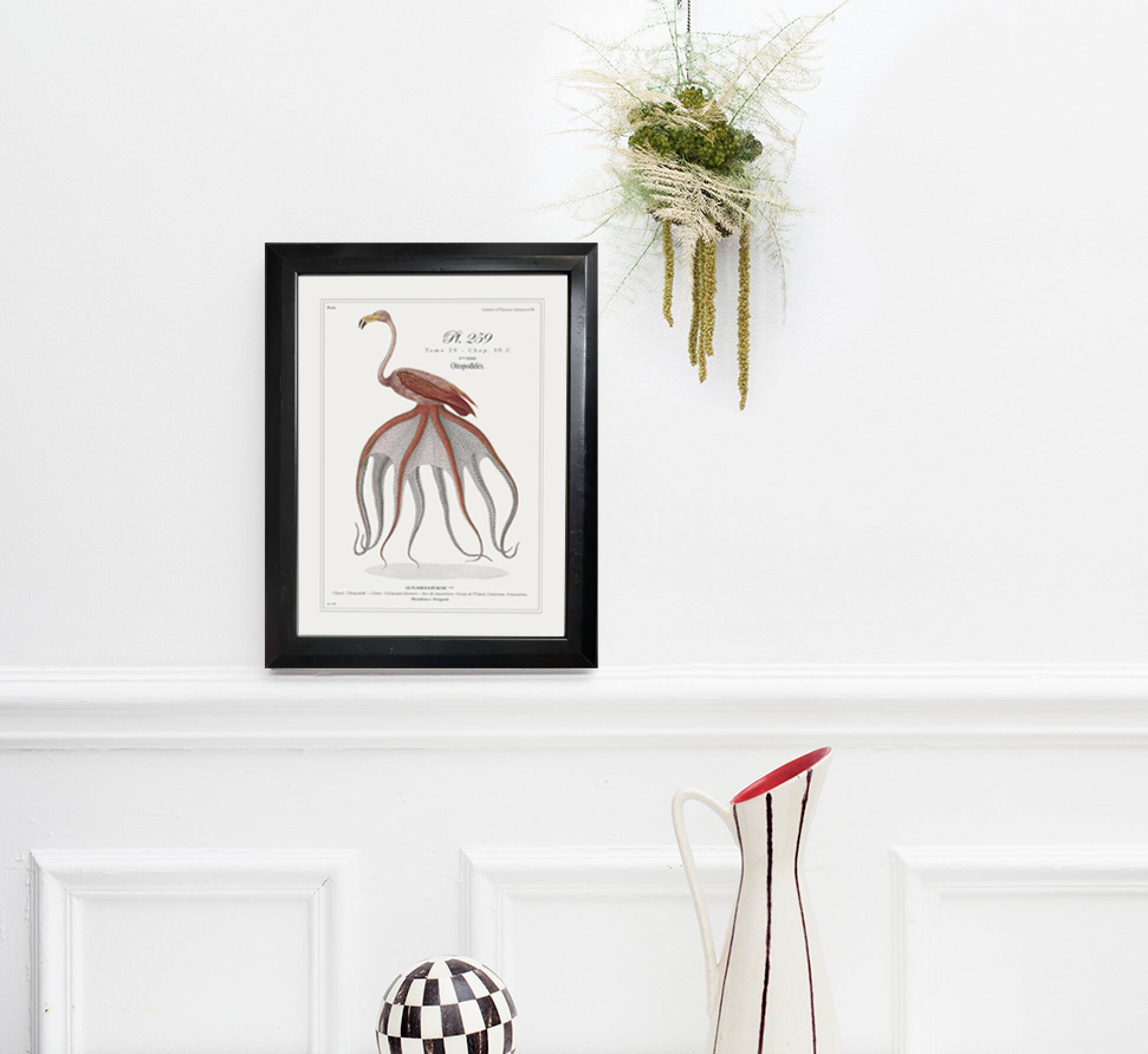 Lithograph engraving chimera animal, the flamoulpe 22x28 cm