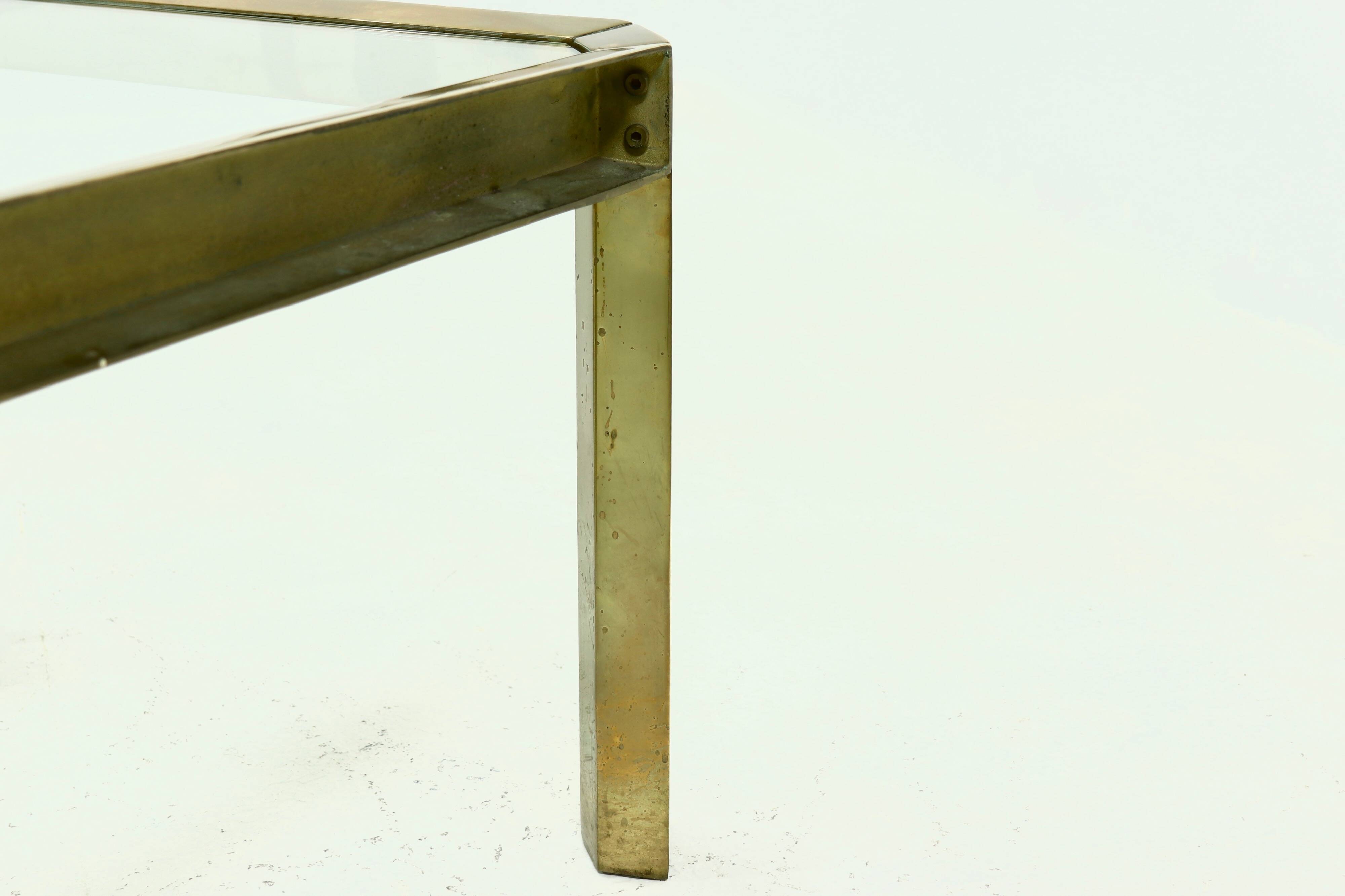 Set Model T09 Brass and Glass Side or Coffee Tables by Peter Ghyczy 1970s