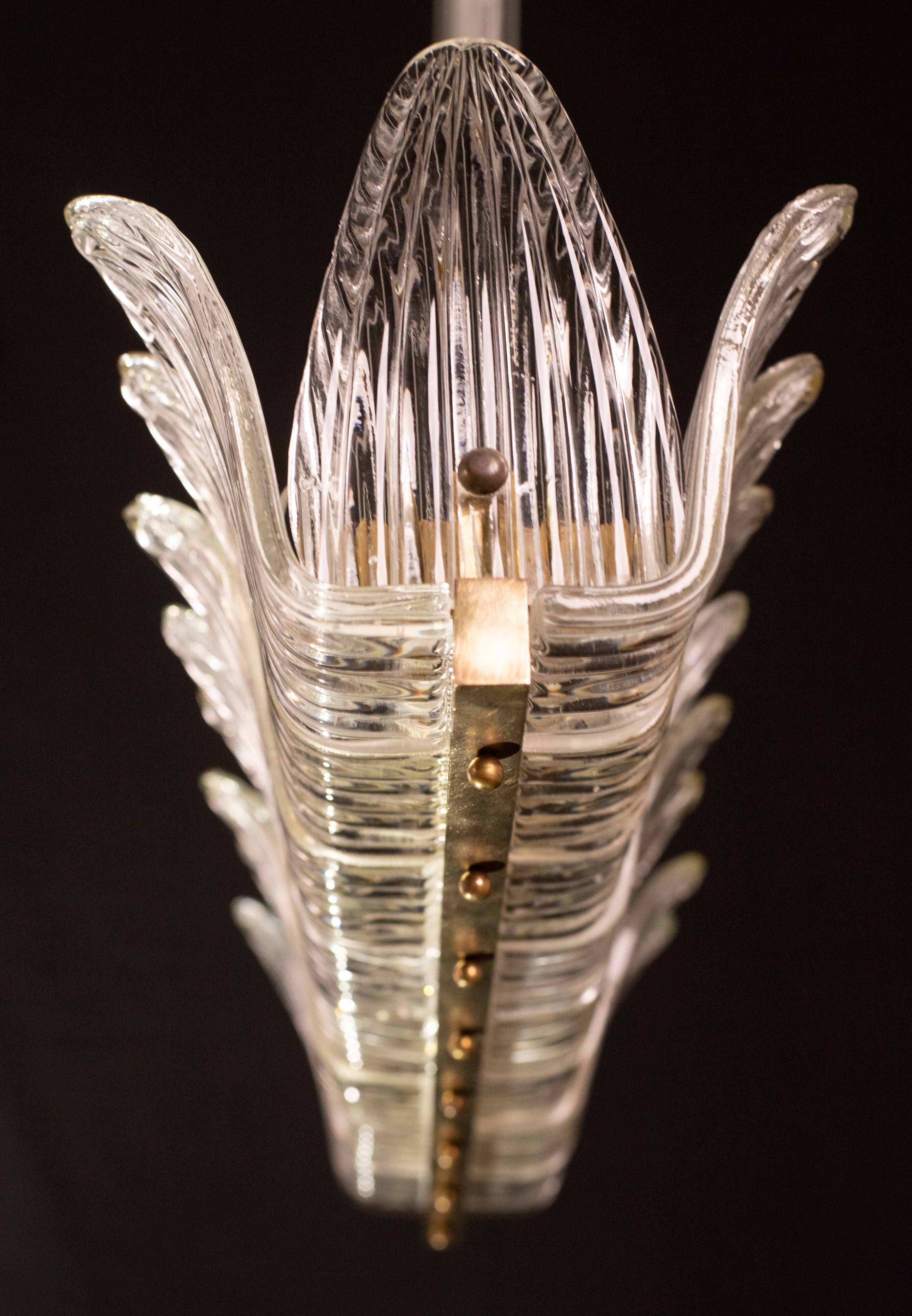 Set of 2 Luxury Large Art Decò Chandelier By Barovier e Toso, Murano Glass,