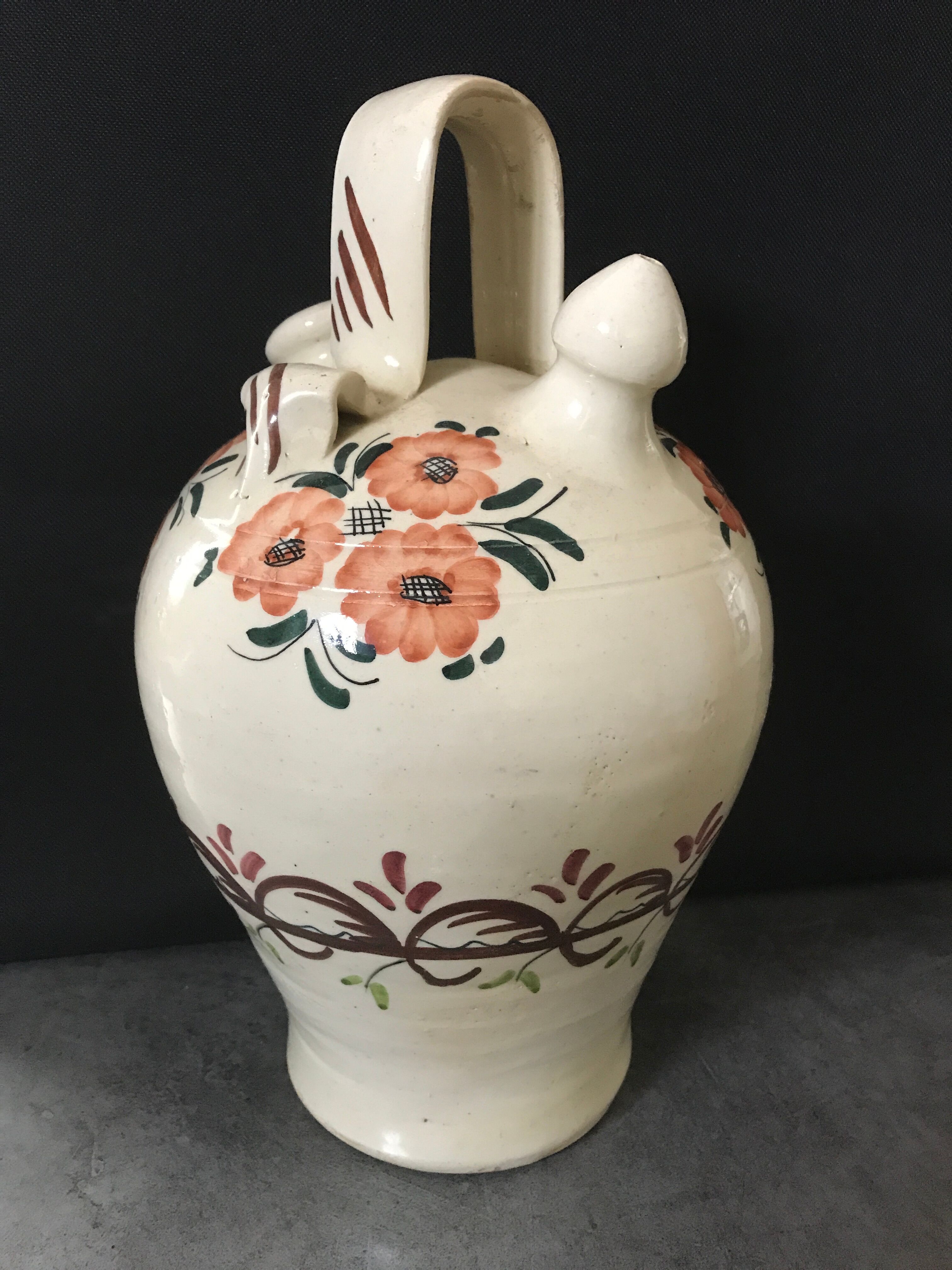Gargoulette Cantir in ceramic with floral paint decoration
