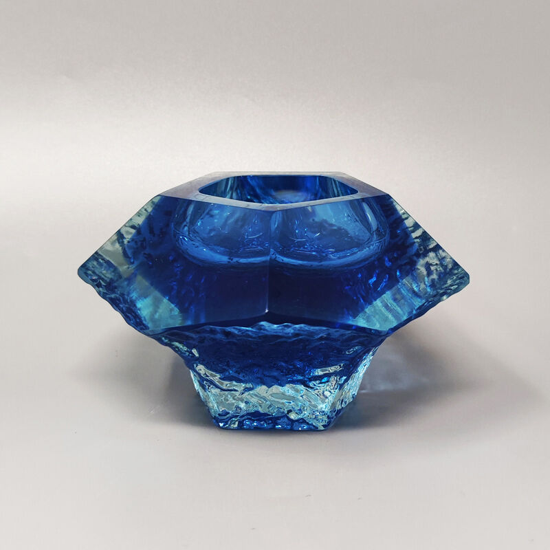 1960s blue ashtray or vide poche by Flavio Poli