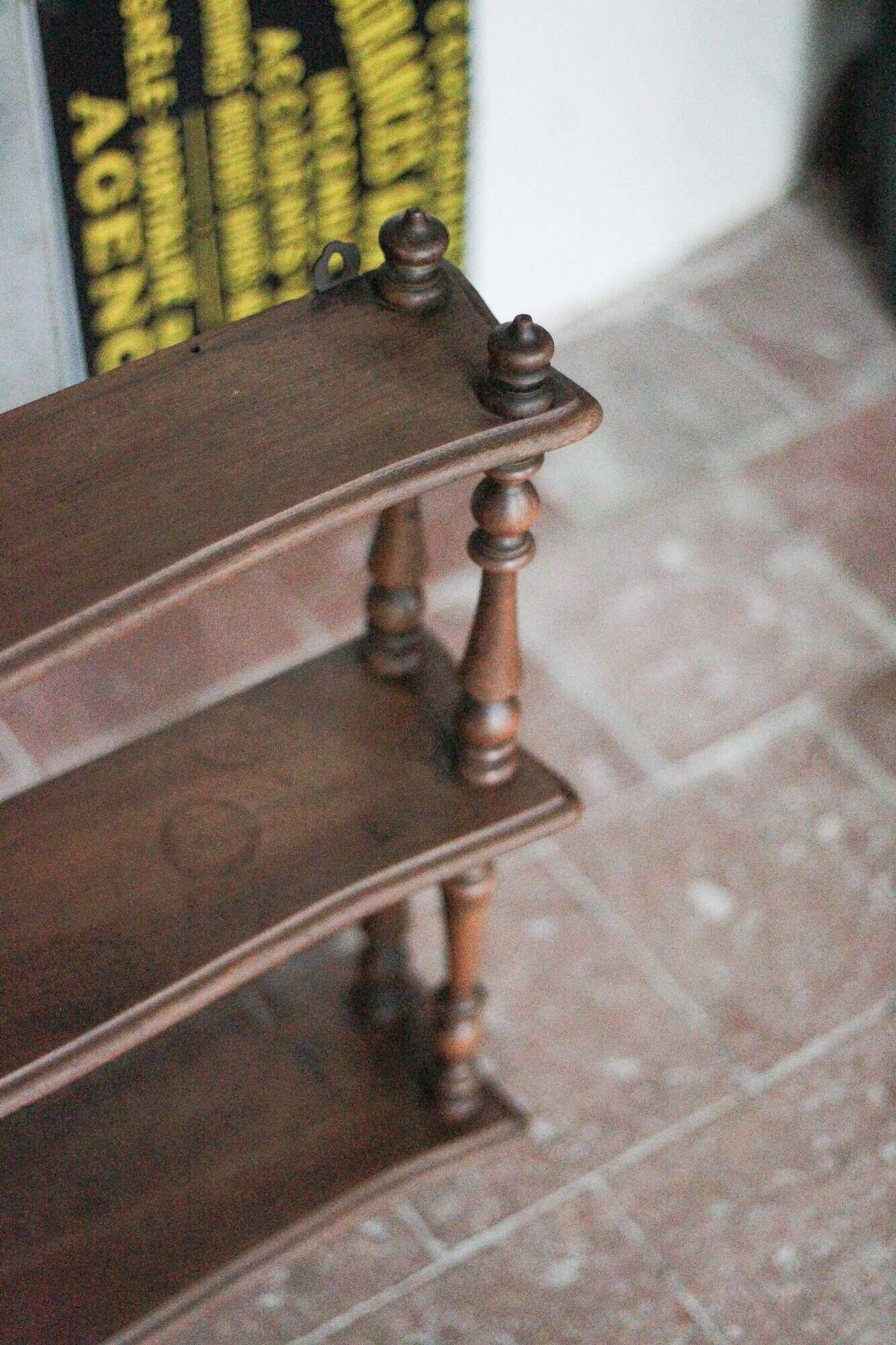 Vintage wall shelf, wooden furniture, living room, kitchen
